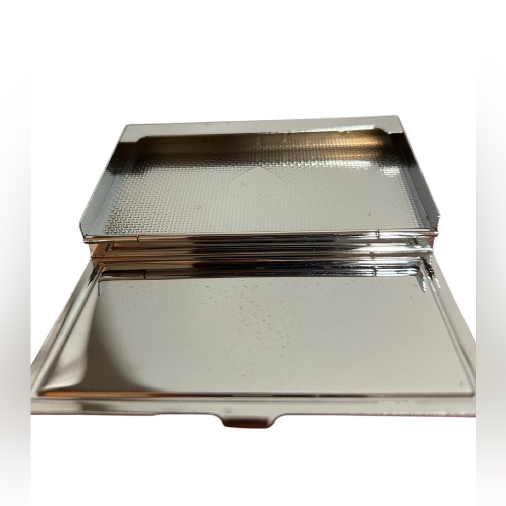 Brighton Tapestry Card Case Elegant Silver and Pearl Top With Mirrored inside - Picture 6 of 6